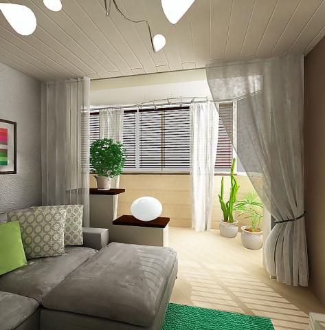 дизайн комнаты совмещенной с балконом